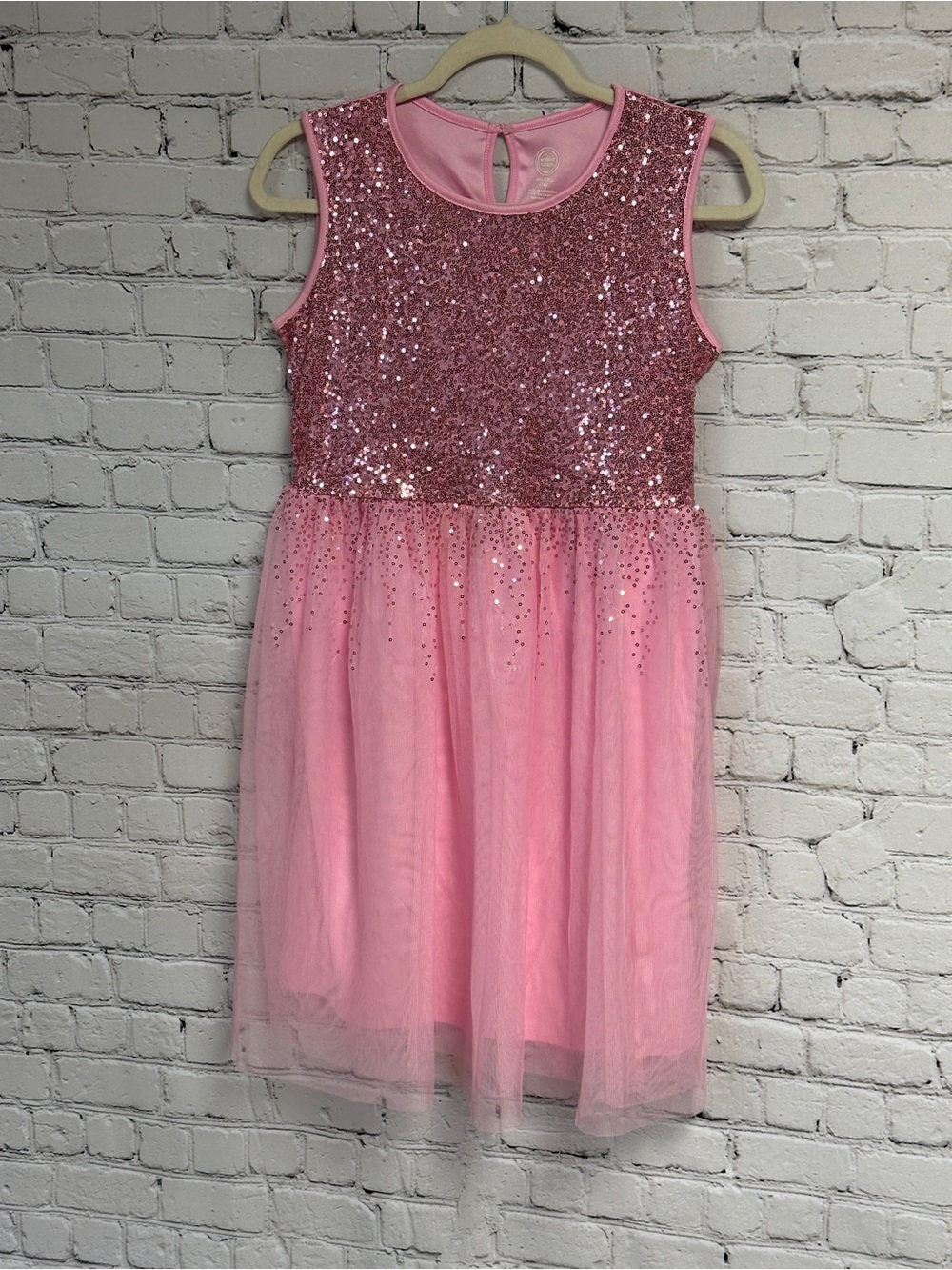 wonder nation Pink Sequin Tulle Party Dress for Girls Size XXL (18)